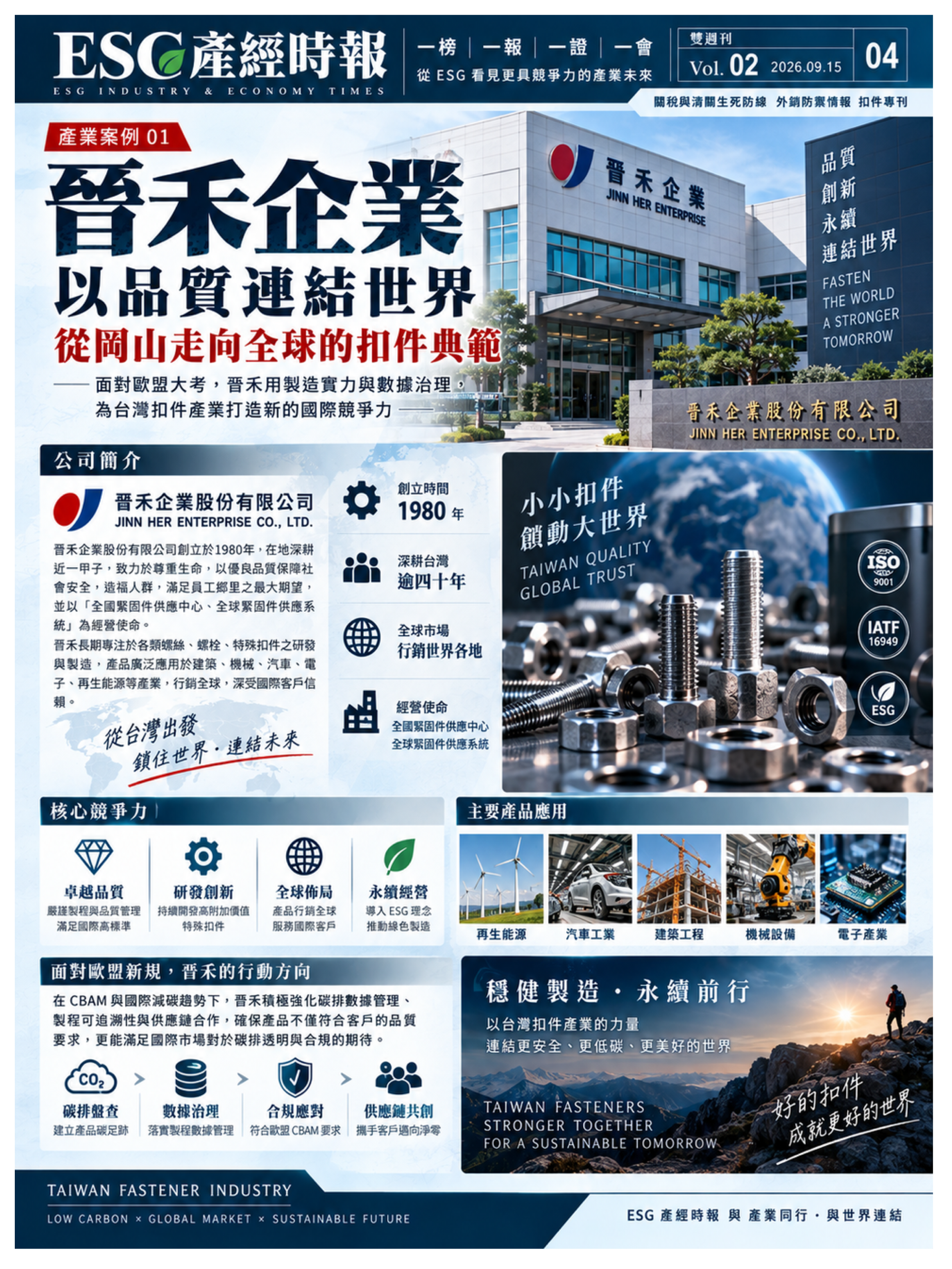 晉禾企業以品質連結世界:從岡山走向全球的扣件典範